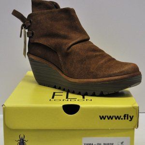 FLY London Yama Oil Suede Boots Camel Sz 41